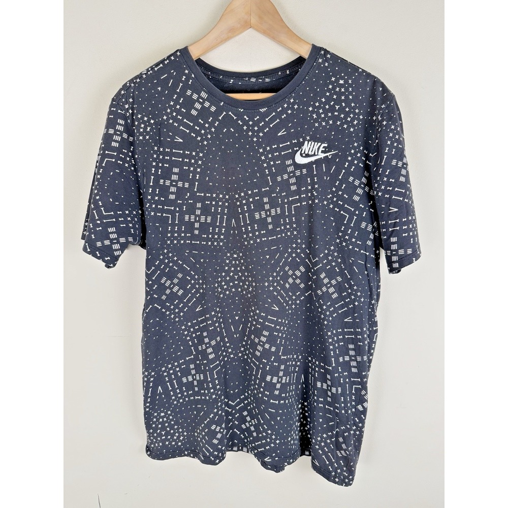 Nike T-shirt Mens Size Large Black Athletic Cut Just Do It Geometric Print Cool